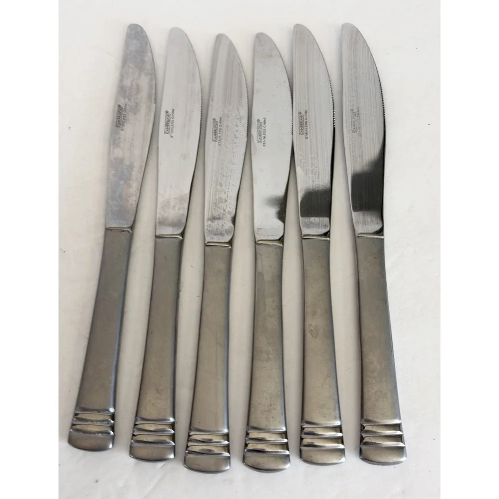 Set of 6 Cambridge Codie Sand Frost Stainless Butter Dinner Knifes Flatware  8